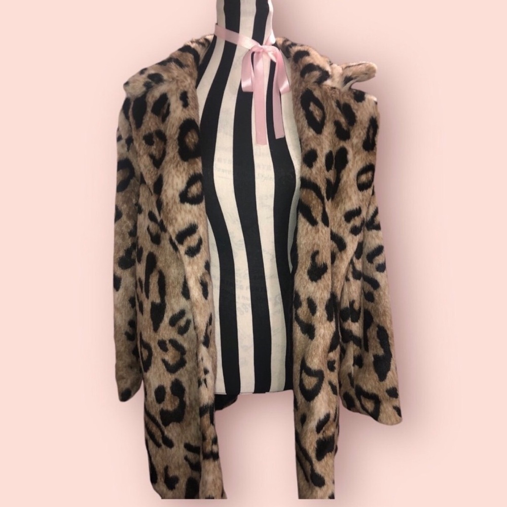 Leopard Print Faux Fur Coat